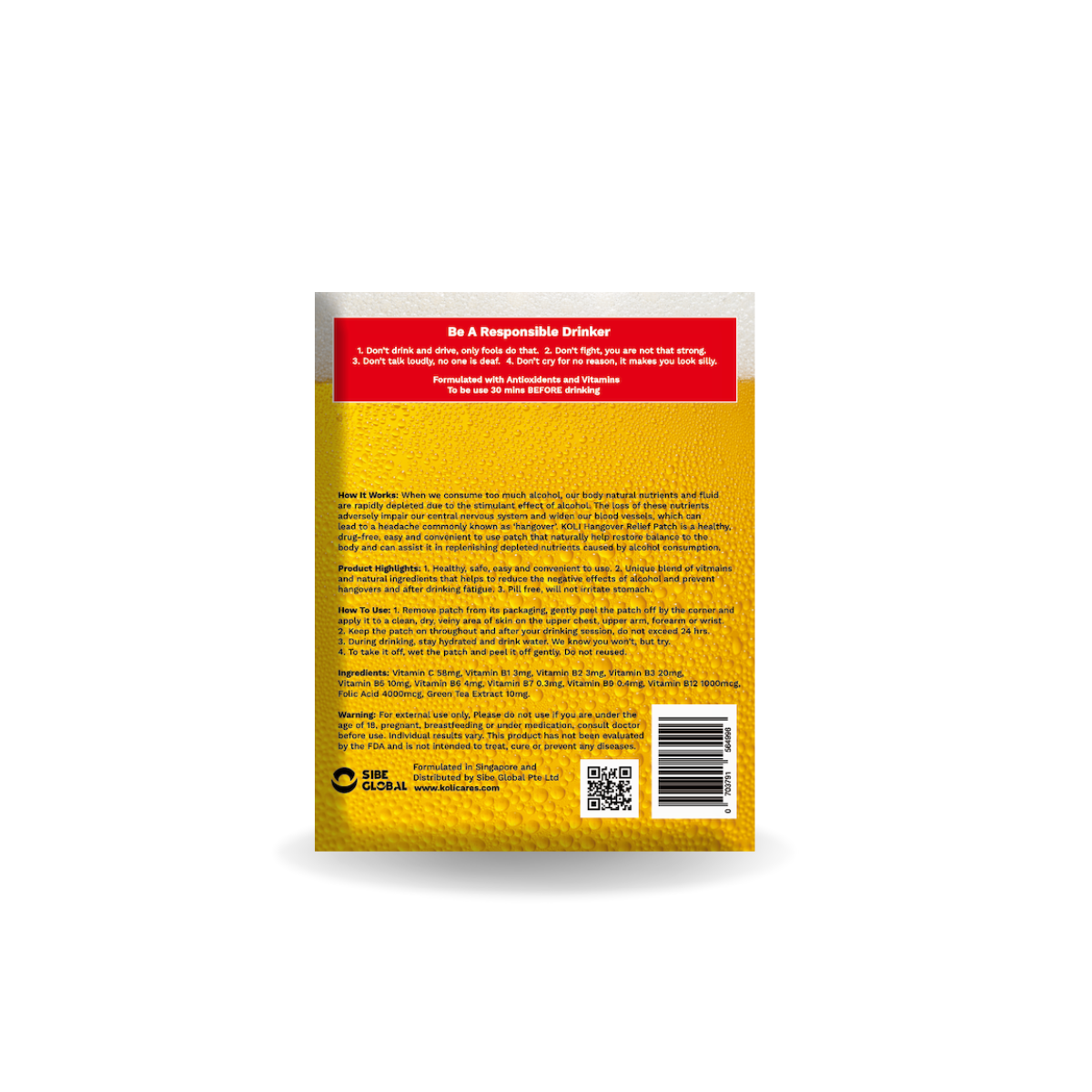 KOLI HANGOVER Relief Patch (DRINKING POWER) - KOLI CARES